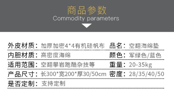 攀巖海綿墊參數(shù)介紹